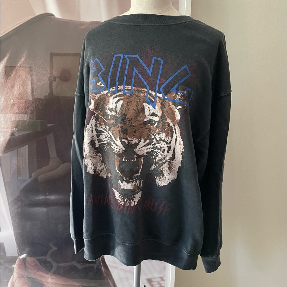 Anine Bing Black Tiger Sweatshirt Rare Size Large